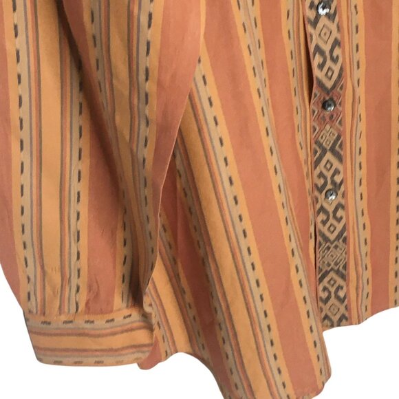 The Territory Ahead Shirt Mens XLT Rust Tan Striped Southwestern Long Sleeve - Picture 10 of 14